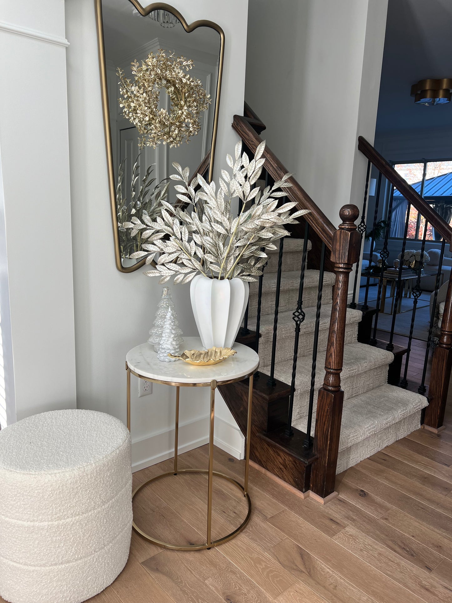 24”L Painted Metallic Laurel Leaf Spray - Final Sale