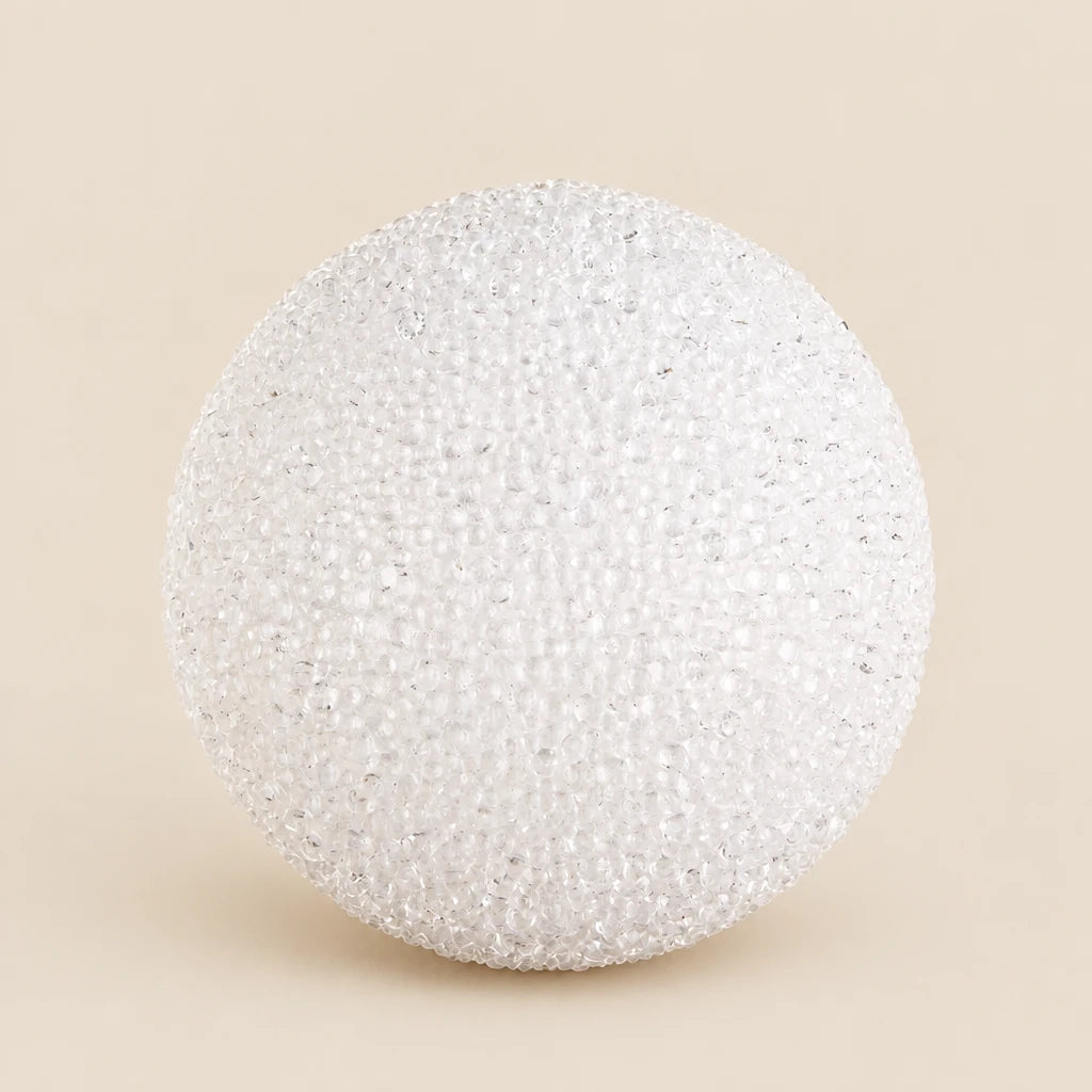 6" Iced White Ball Ornament