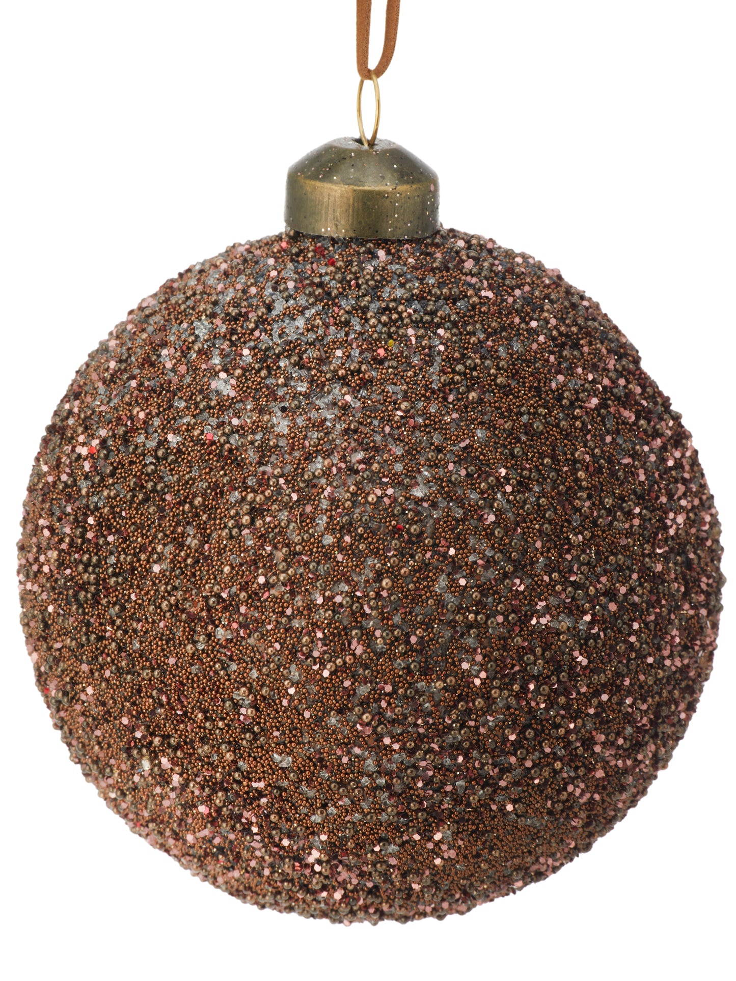 4" Espresso Glitter Bead Ball Ornament