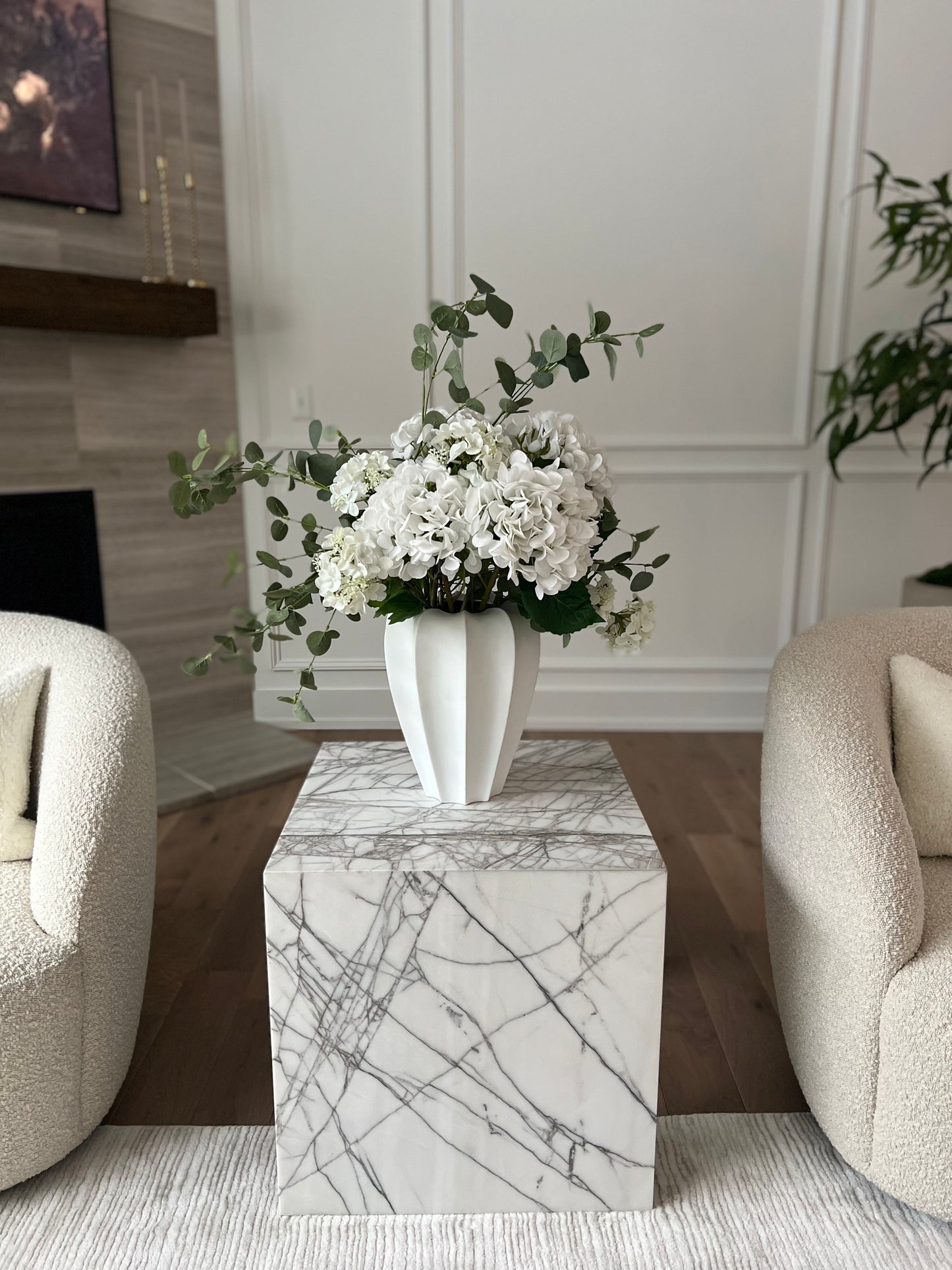 White Real Touch Hydrangea Stem 20" L