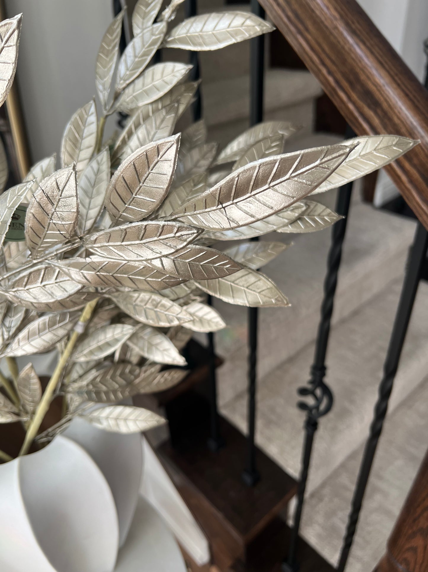 24”L Painted Metallic Laurel Leaf Spray - Final Sale