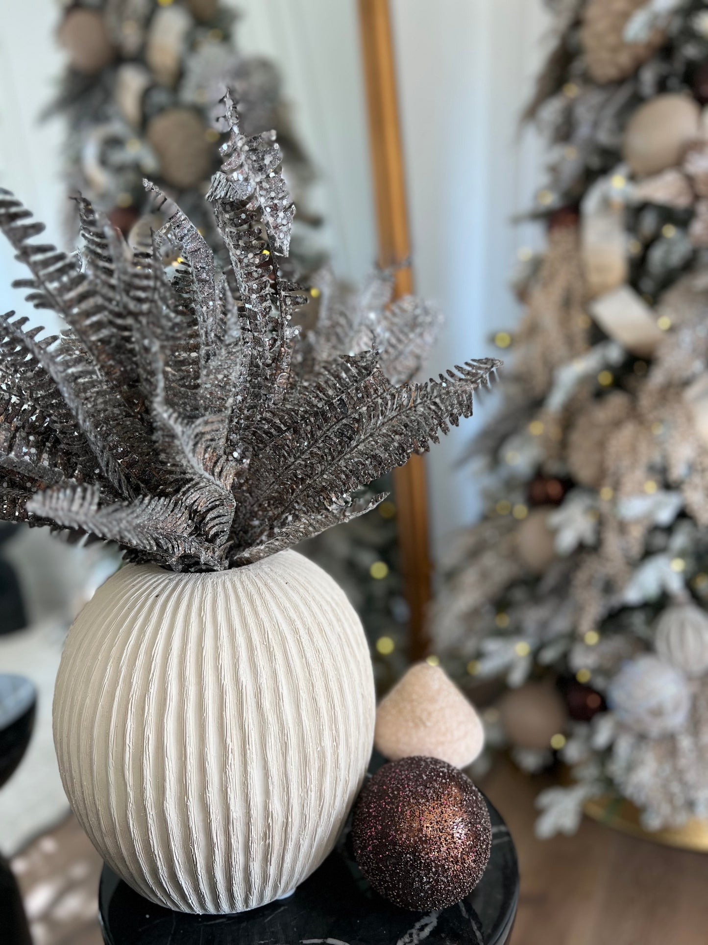 Glittery Bronze Fern Spray 22" L