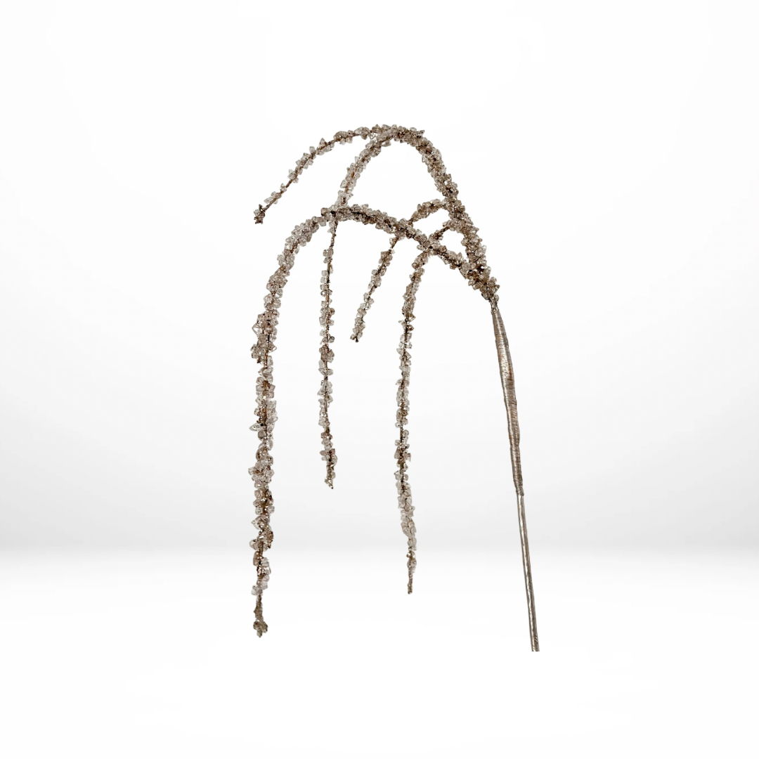 36" Champagne Hanging Iced Branch