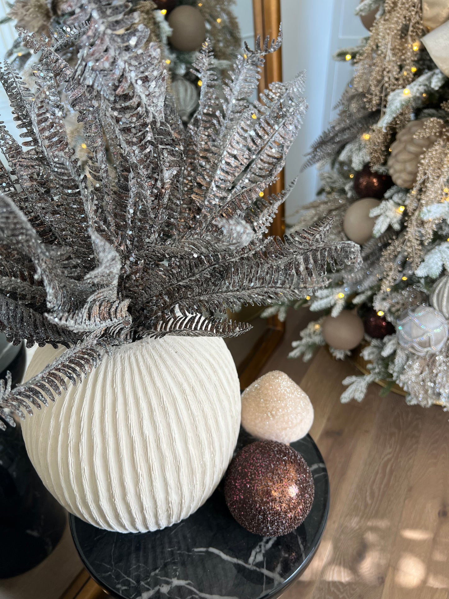 Glittery Bronze Fern Spray 22" L