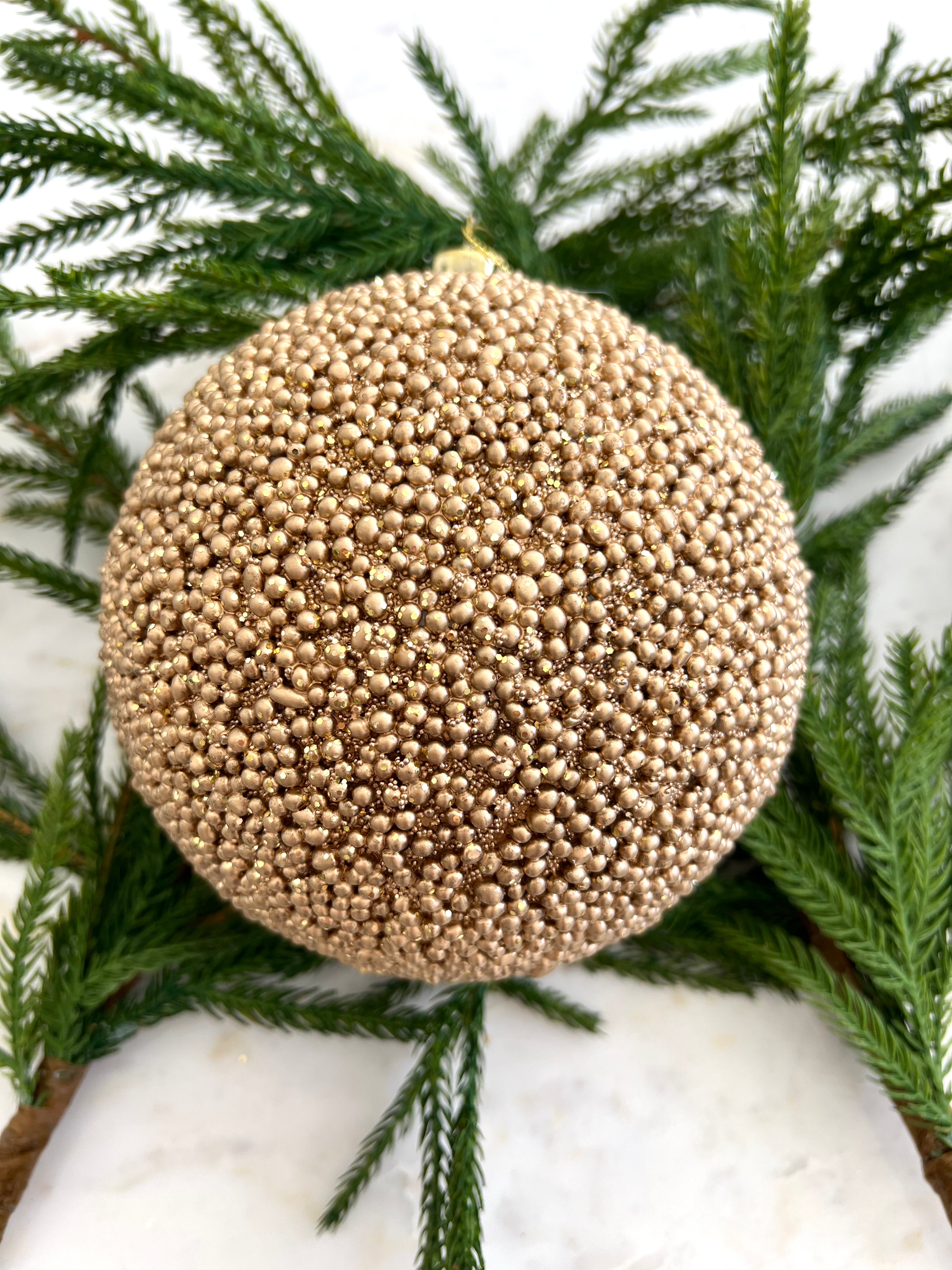 6 Gold Glitter Bead Ball Ornament - Final Sale – Oh La La Decor