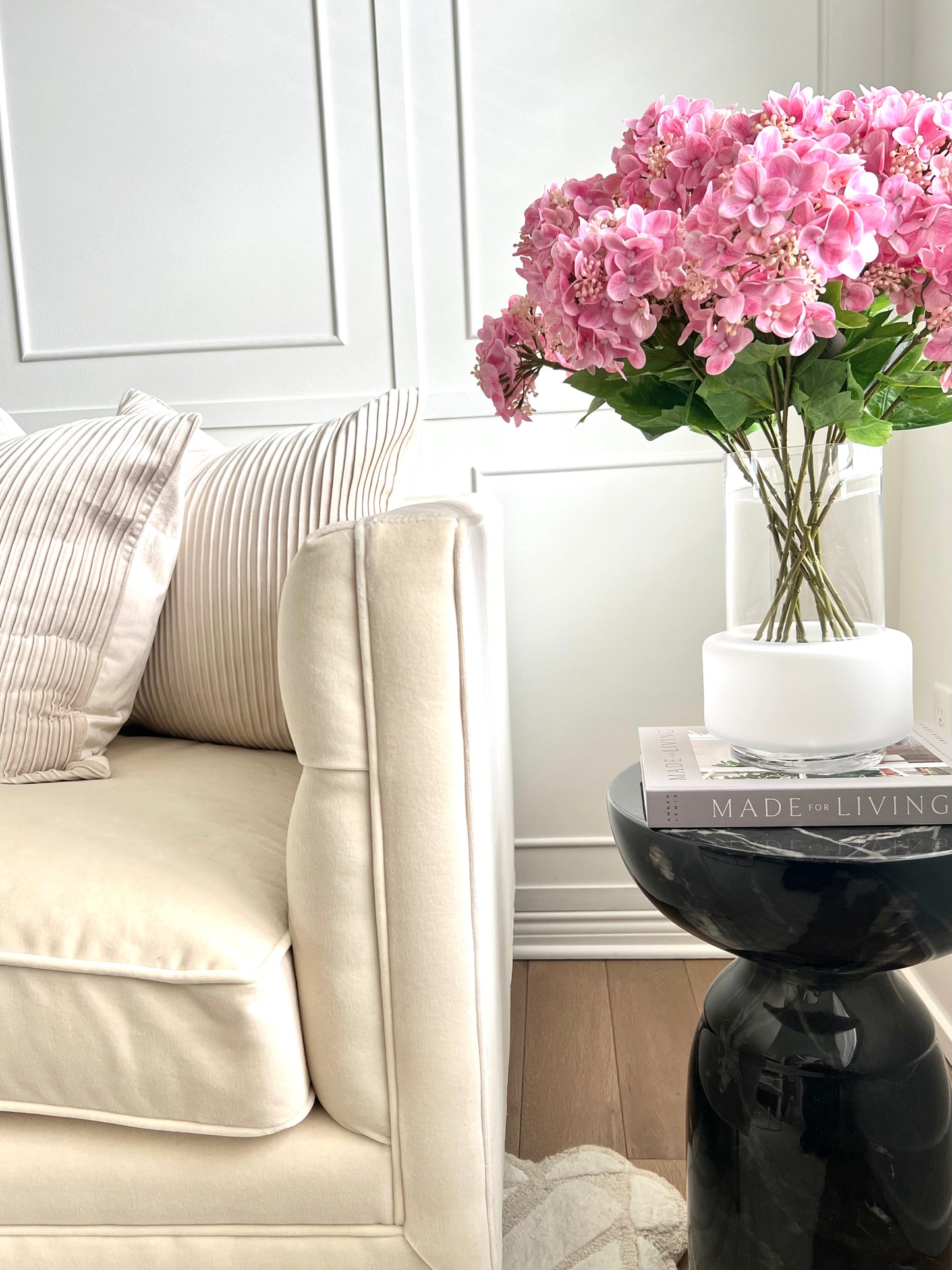 Pink Real Touch Hydrangea 2 Bloom Spray 19" L