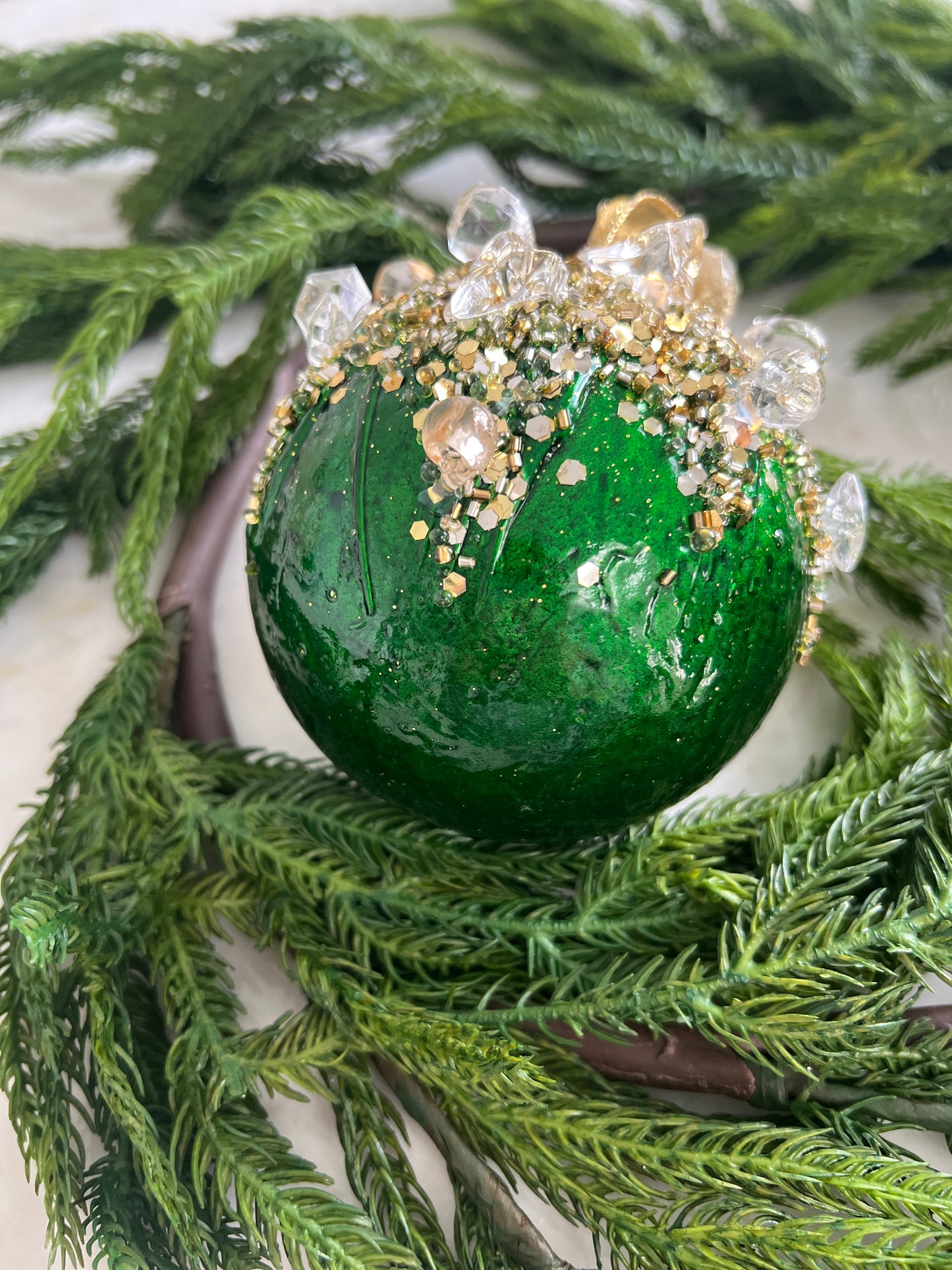 4" Emerald Jeweled Ornament