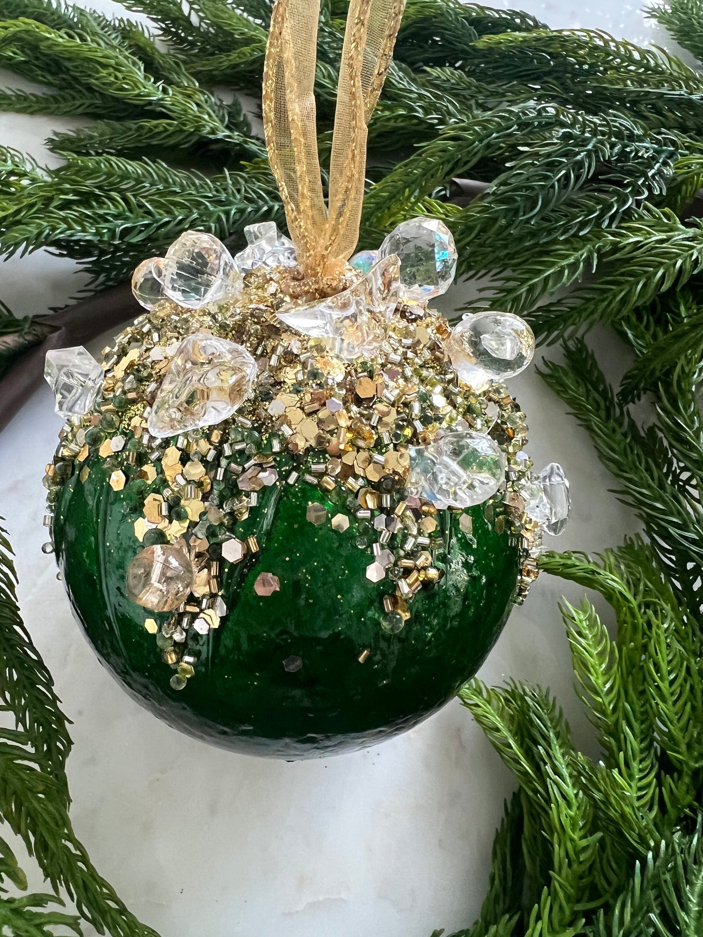 4" Emerald Jeweled Ornament