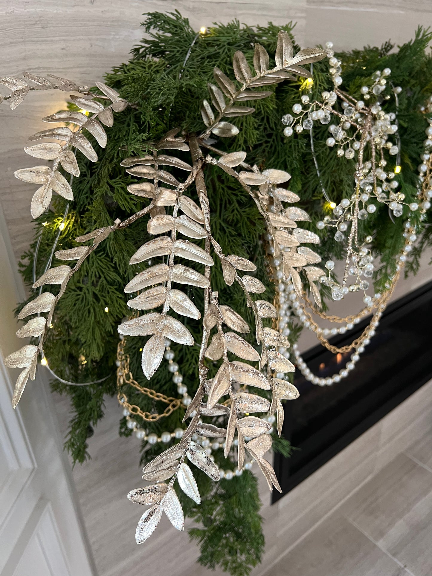 Gold Fern Leaf Spray 16” L