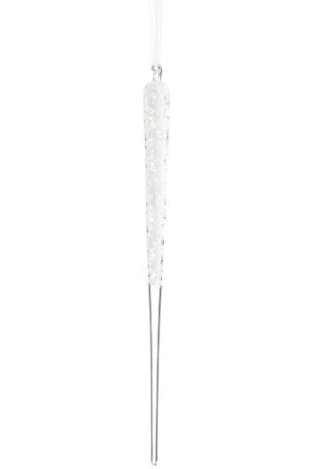 Snowy Glass Icicle Ornament 15"