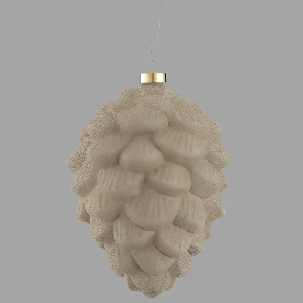8" Glittered Glass Pine Cone Ornament