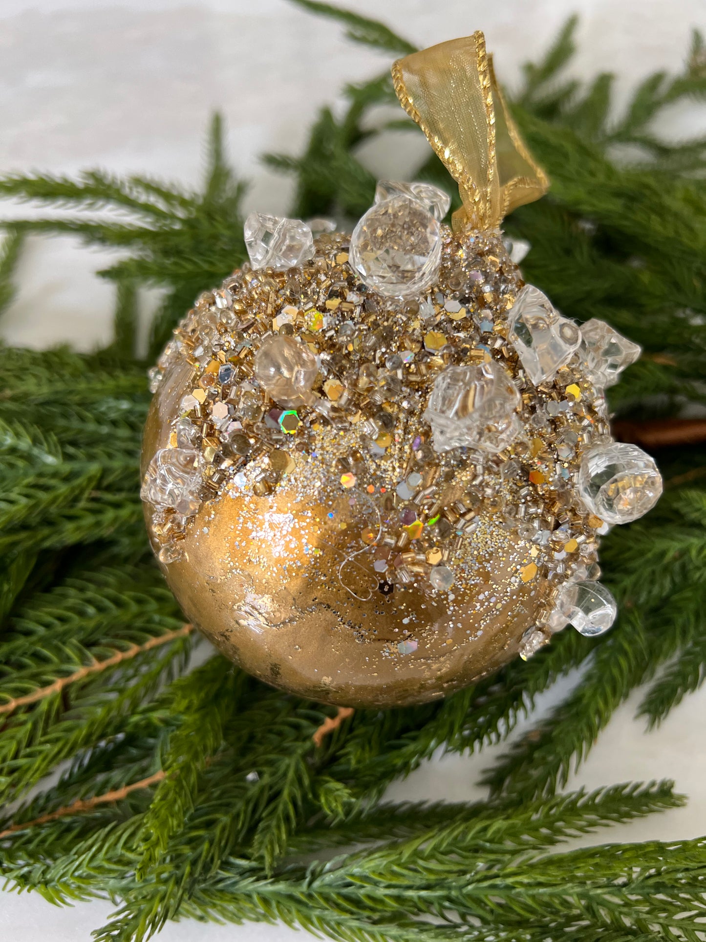 4" Gold Jeweled Ornament