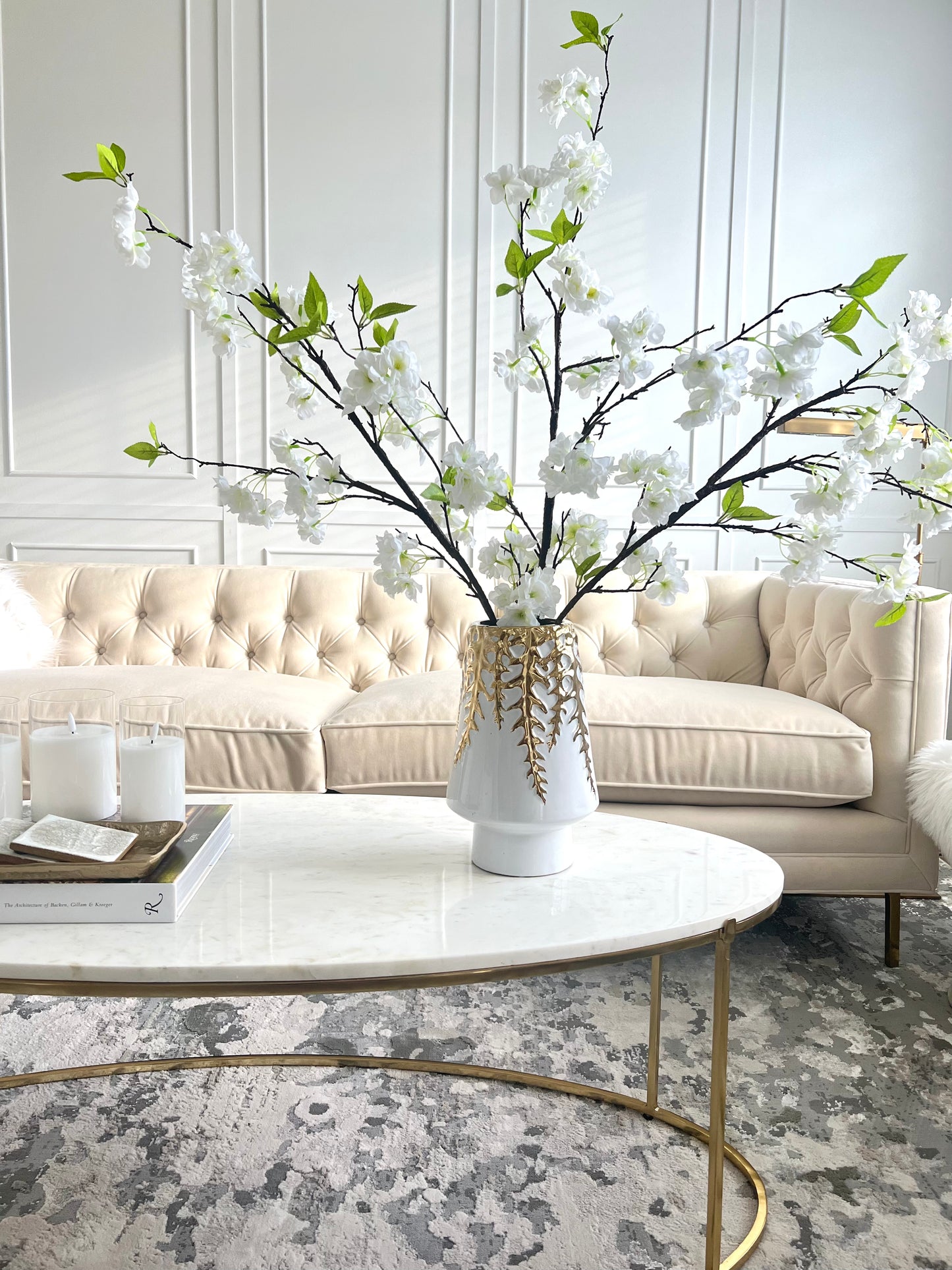 White Cherry Blossom Branch 50"