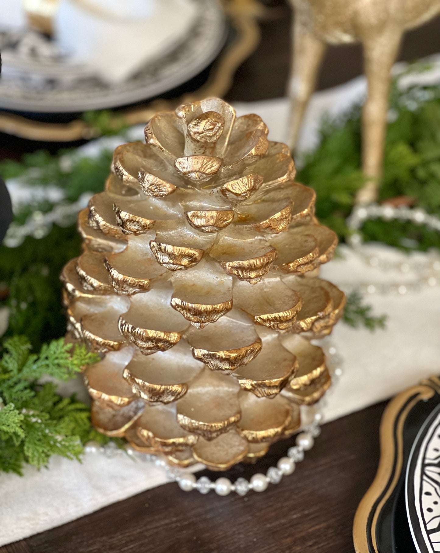 9" H Golden Pinecone Figurine
