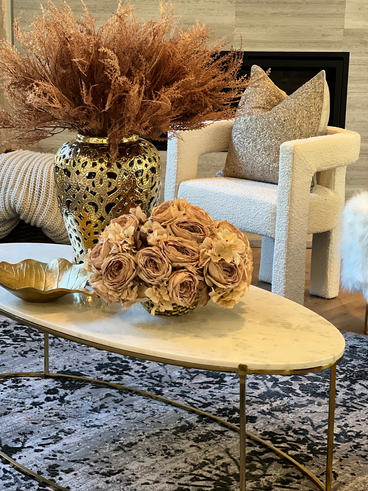 11” Cream Rose & Hydrangea Bouquet