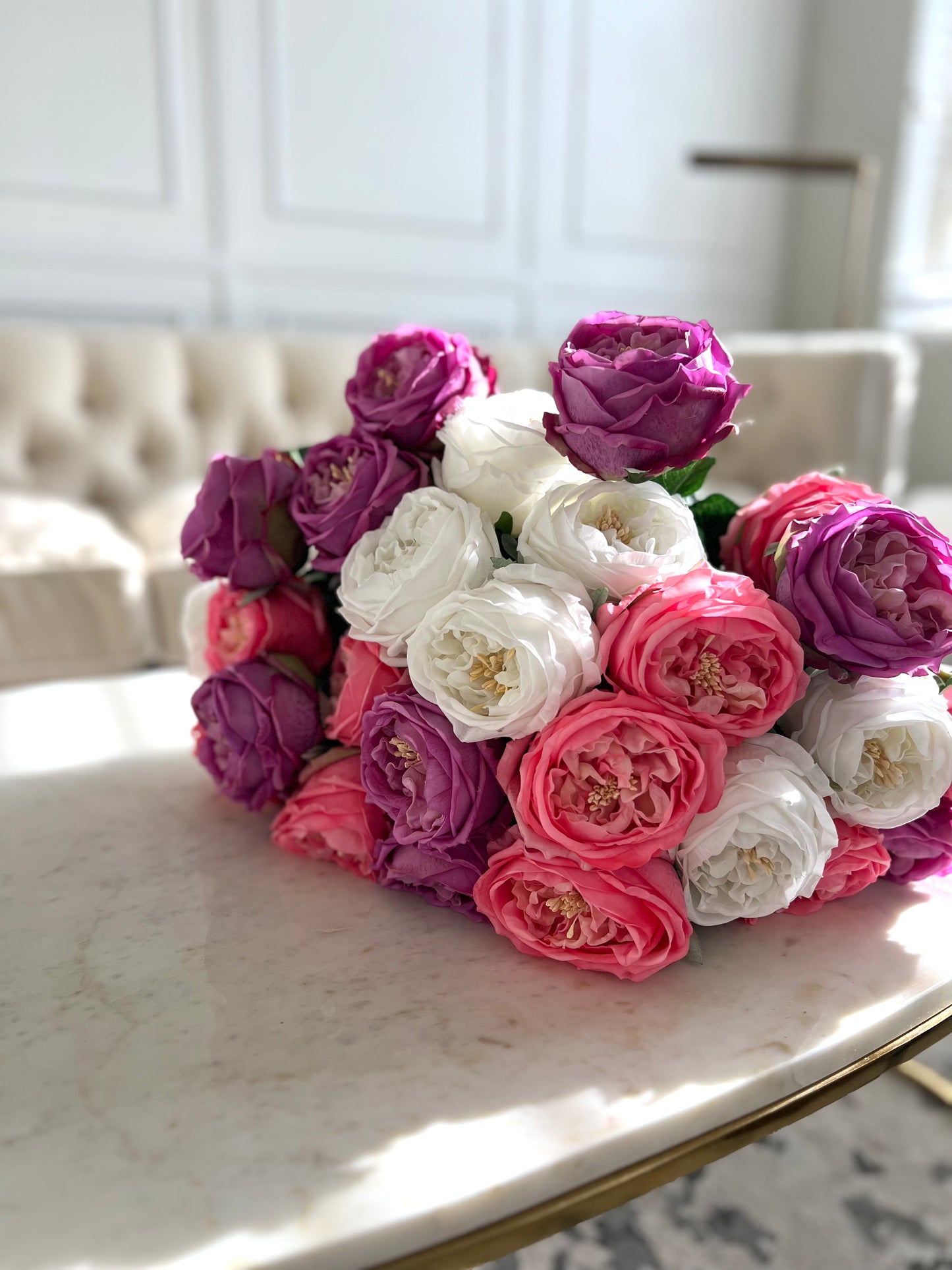 Real Touch Austin Rose Dark Purple Stem 24"