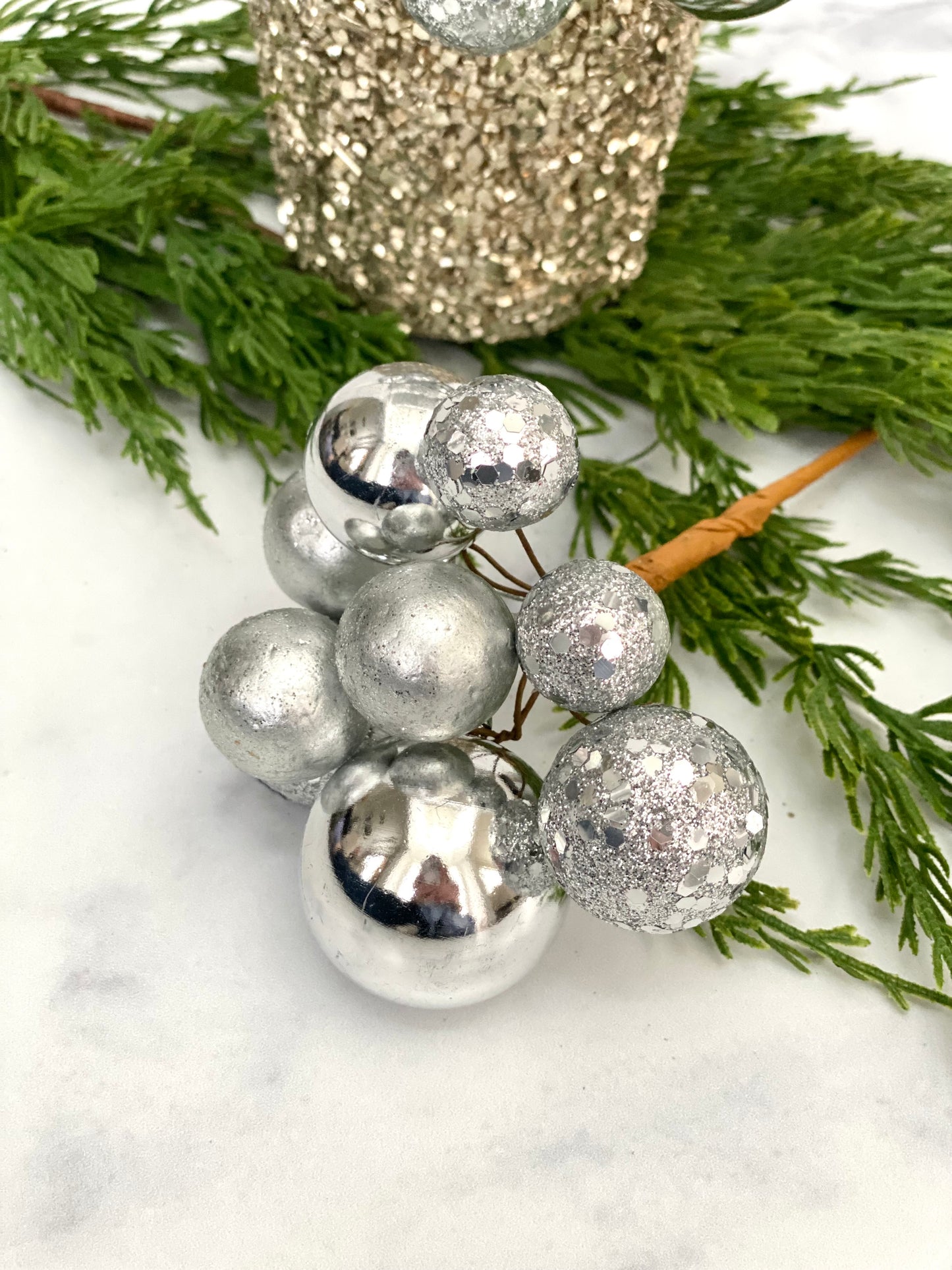 Silver Snowball Pick 8" H