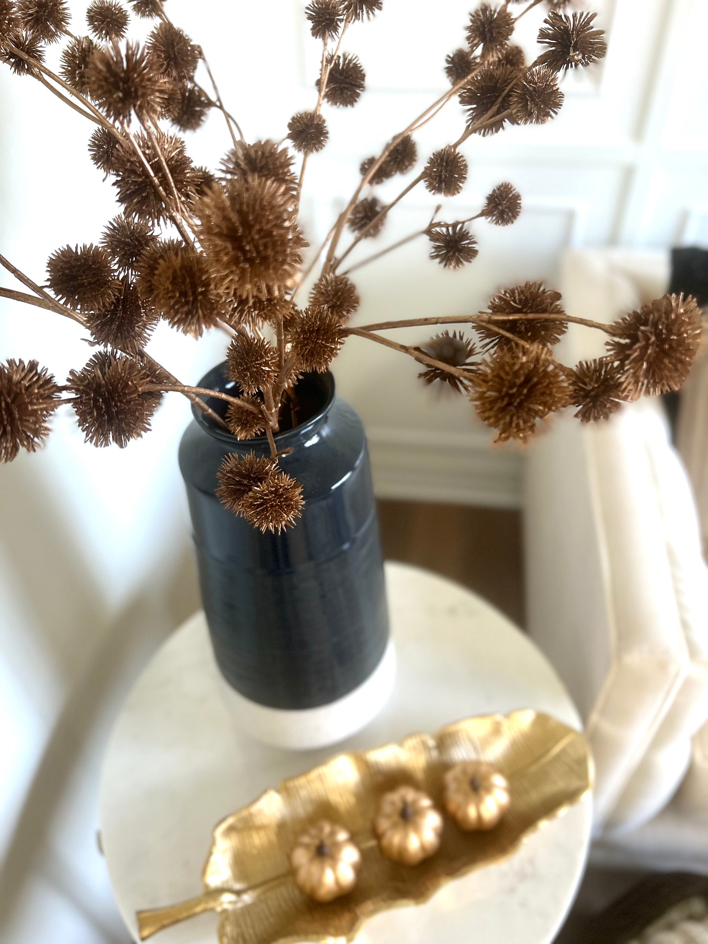 25” Bronze Metallic Globe Thistle Spray