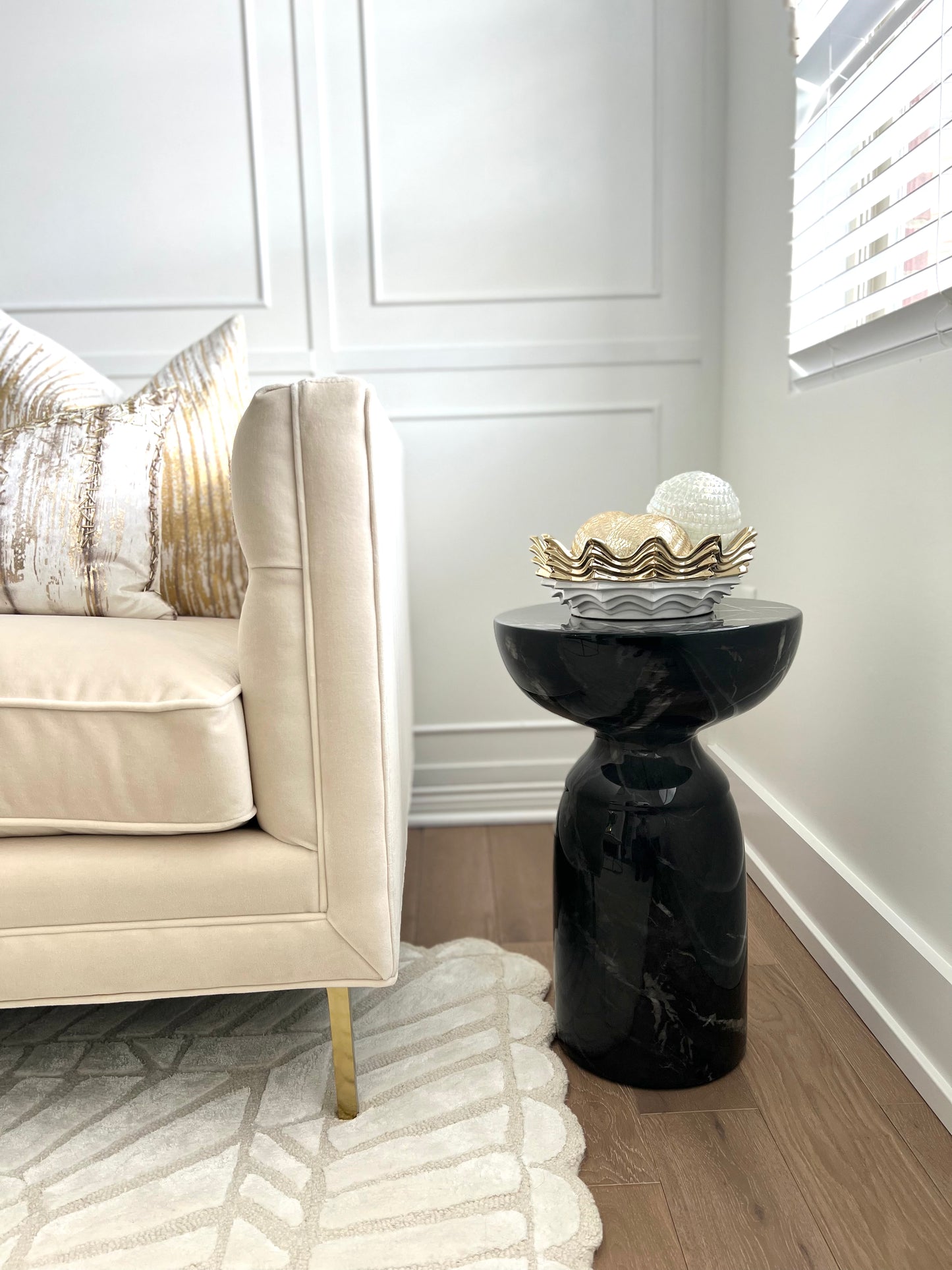 White & Gold Round Pleated Bowl
