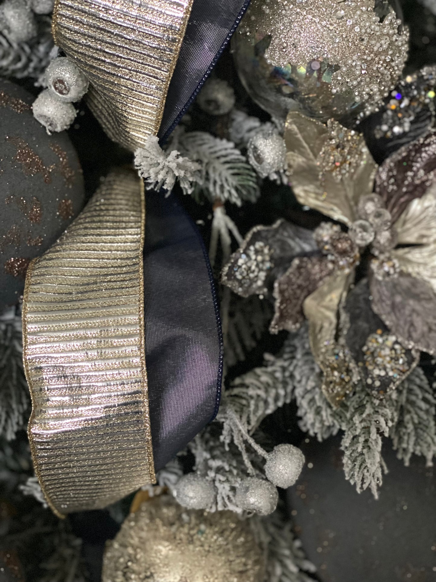 Navy Silk Dupioni Ribbon 2.5" Wide