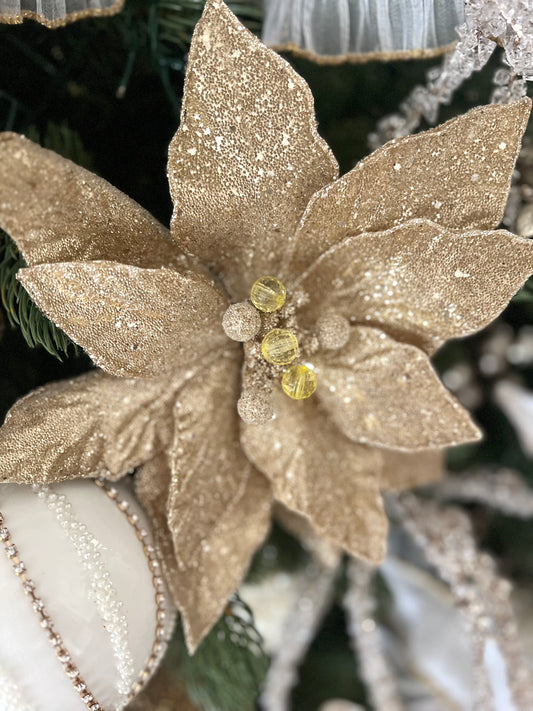 Golden Champagne Poinsettia Stem
