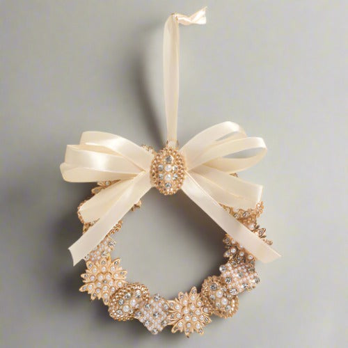 4.5" Vintage Brooch Wreath Ornament