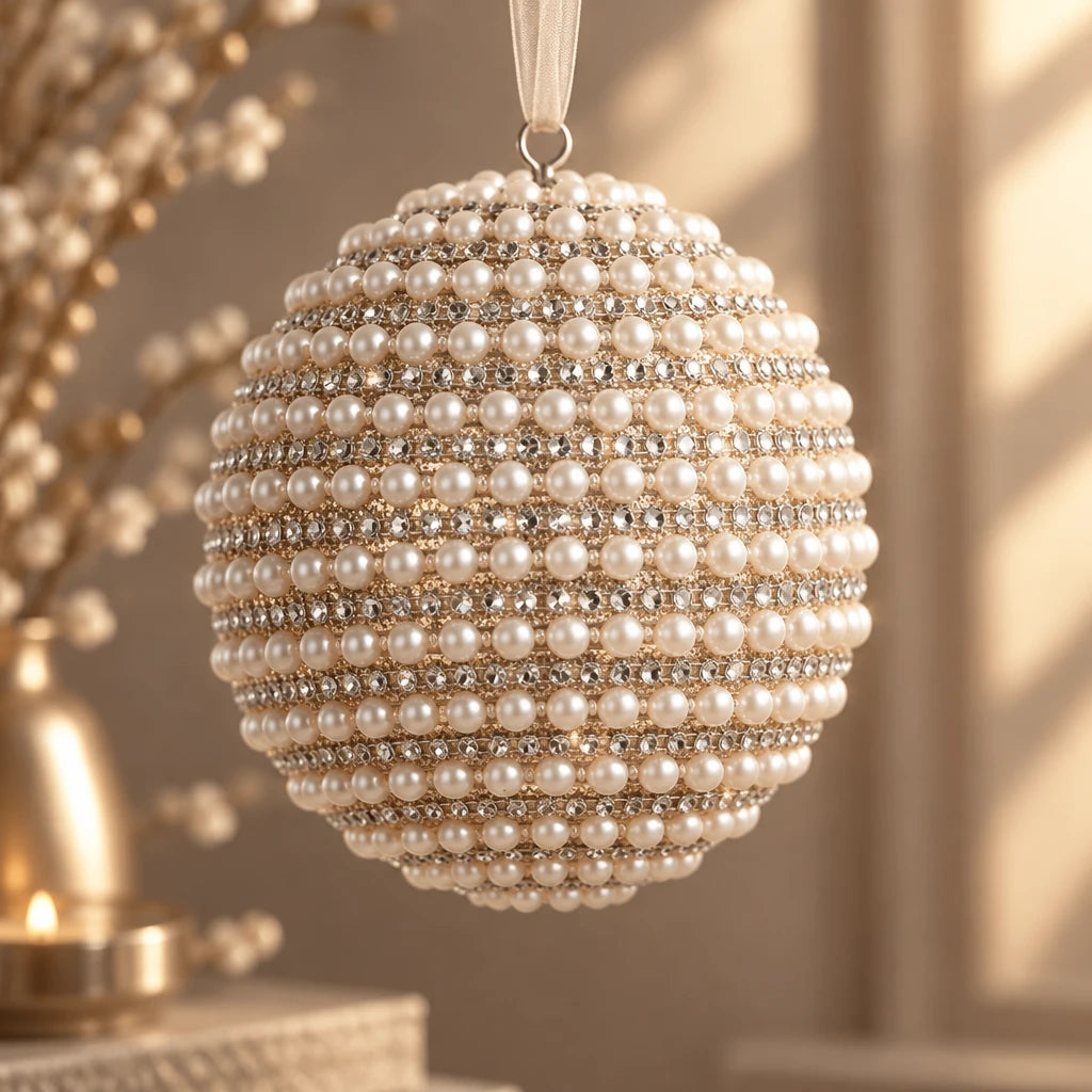5" Pearled Ball Ornament