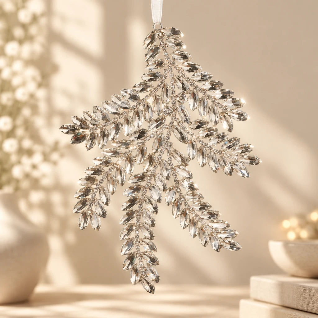 7" Clear Jewel Pine Ornament