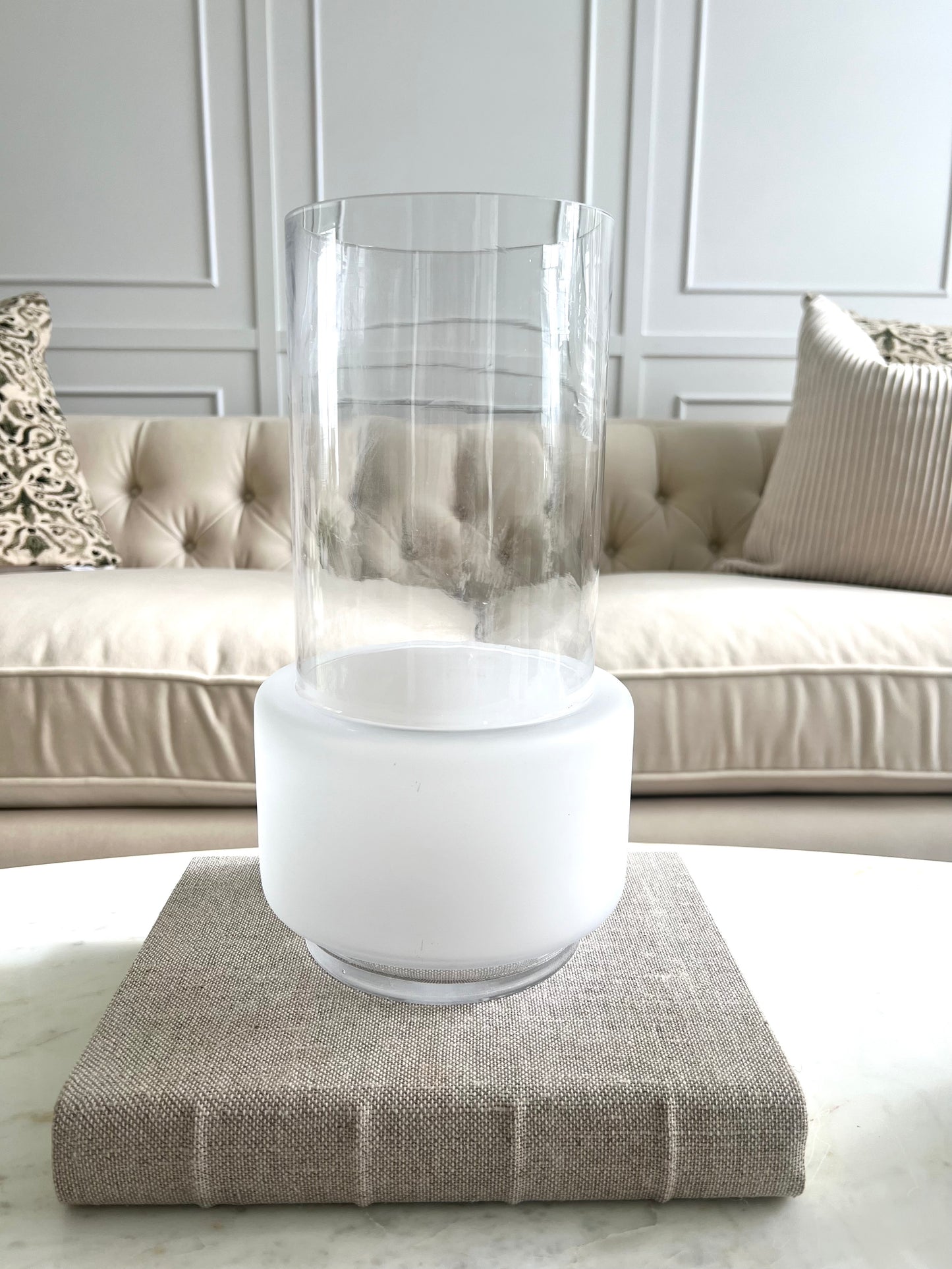 Clear & Frosted Glass Vase Large