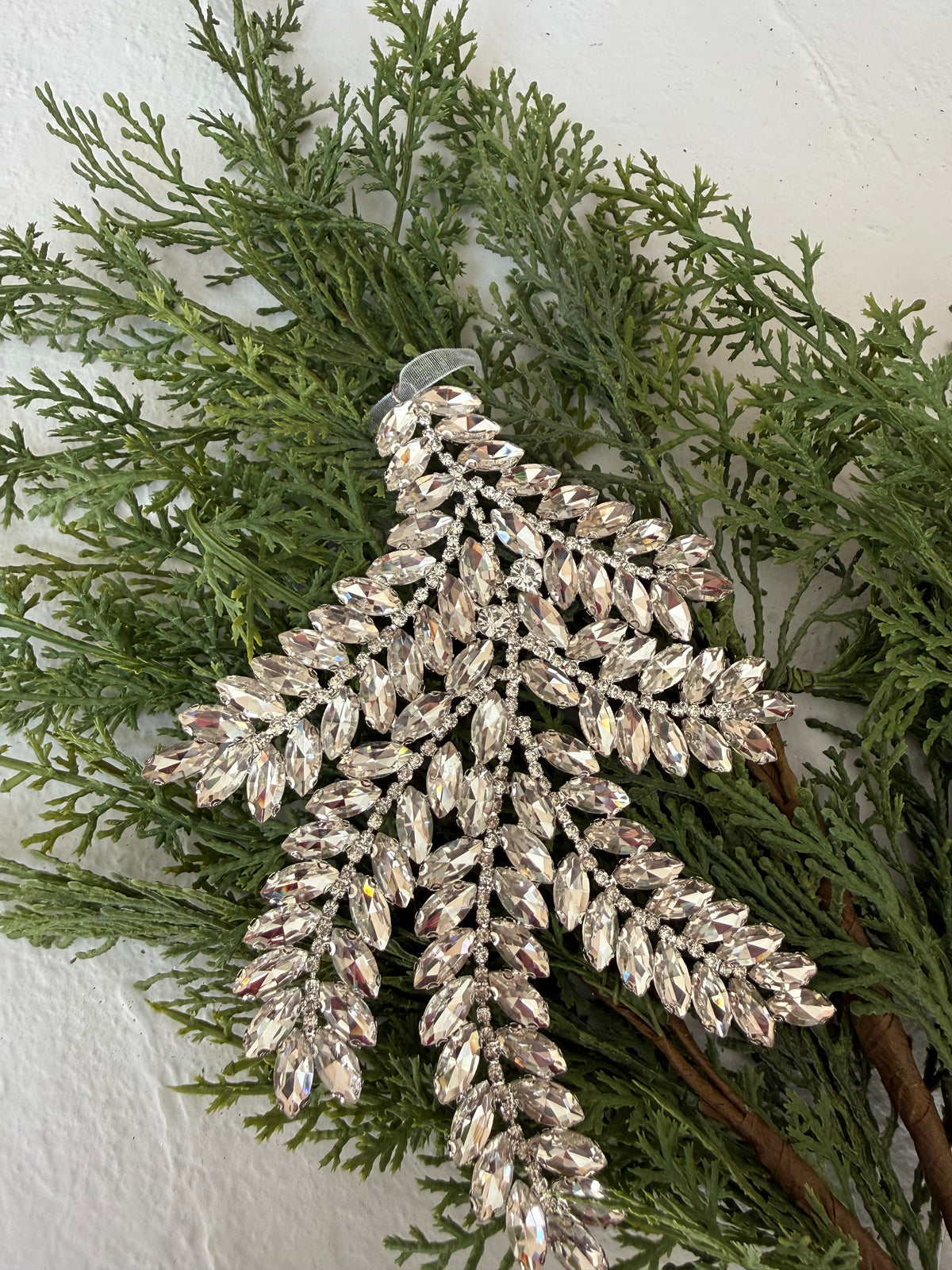 7" Clear Jewel Pine Ornament