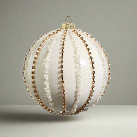 5" Rhinestone & Pearl Ball Ornament