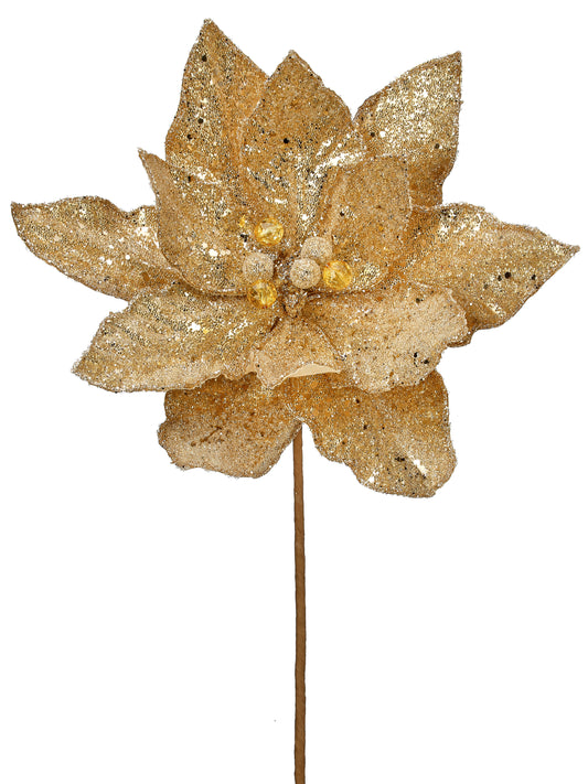 Golden Champagne Poinsettia Stem