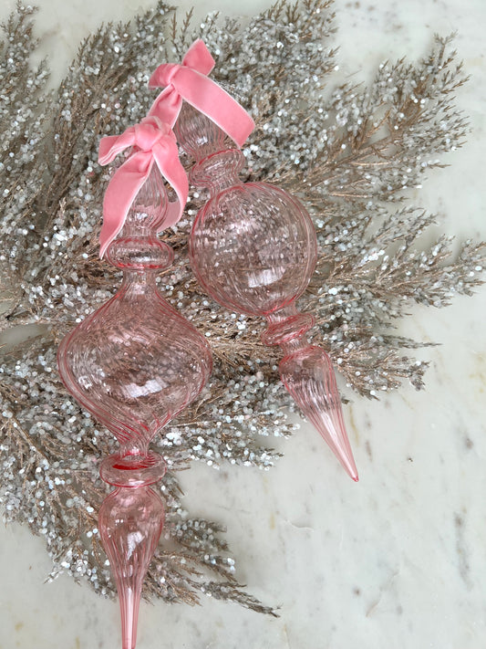 Set of 2 Hand Blown Finial Ornaments - Final Sale