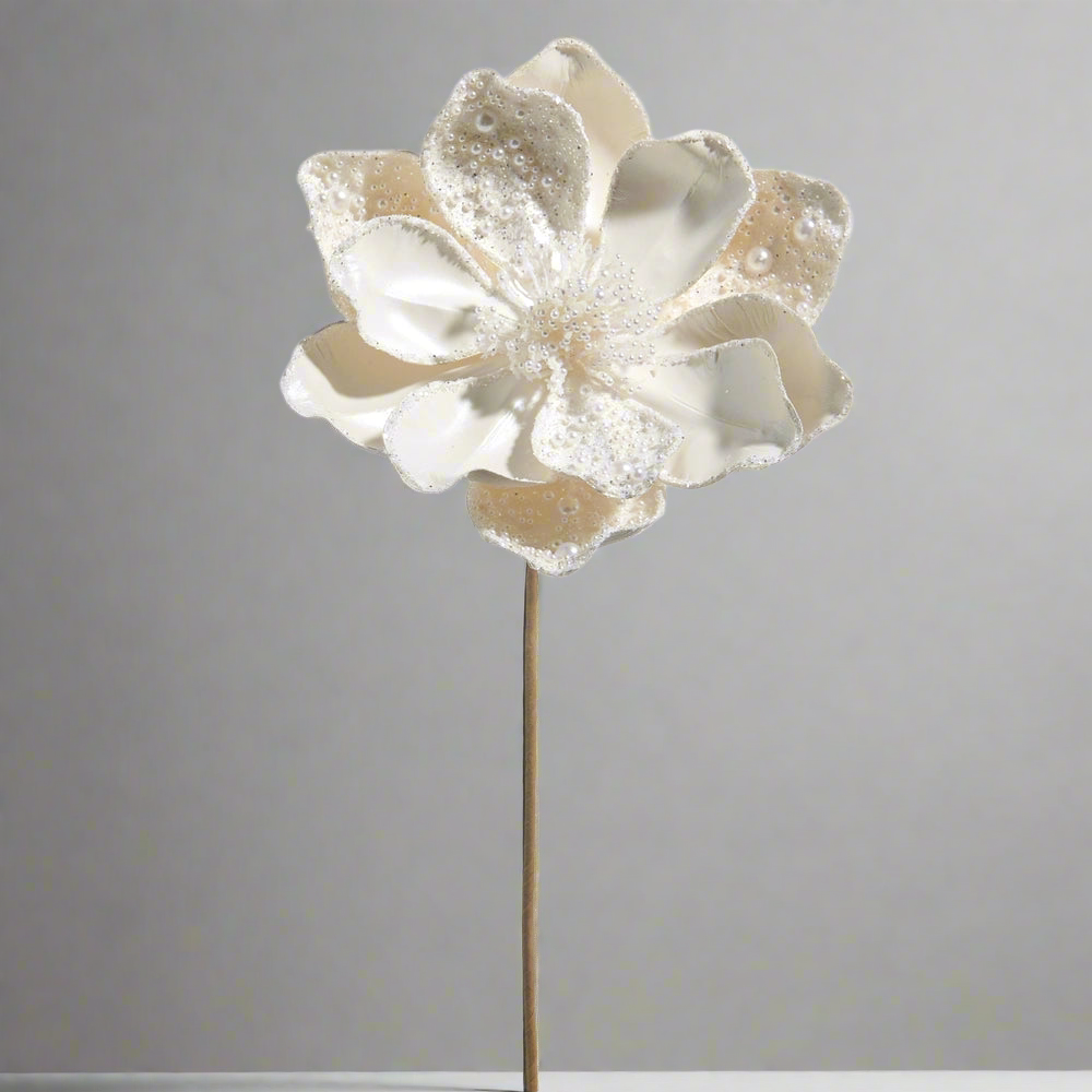 20"L White Pearl Beaded Magnolia
