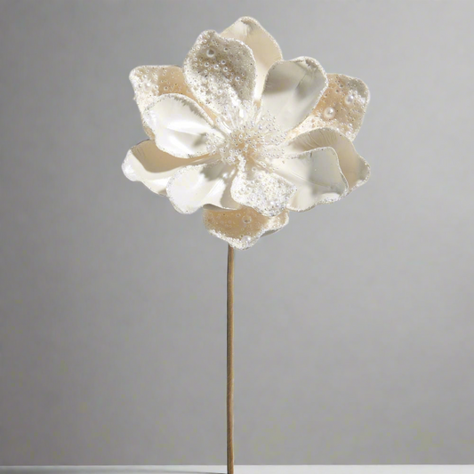 20"L White Pearl Beaded Magnolia