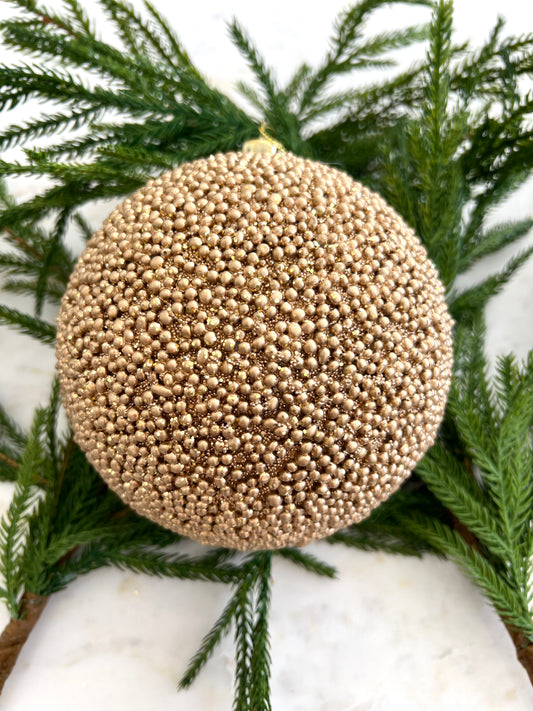 6" Gold Glitter Bead Ball Ornament - Final Sale