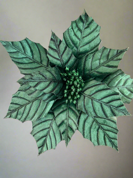 Emerald Metallic Poinsettia Stem 24” - Final Sale