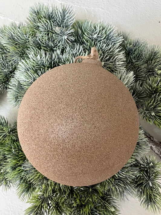 4.75" Beige Glitter Glass Ornament