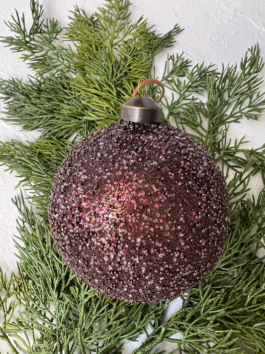 4" Espresso Glitter Bead Ball Ornament