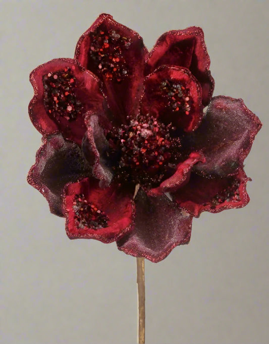 18" L Burgundy Magnolia with Heavy Jewels