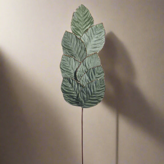 28" Green Velvet Leaf Spray