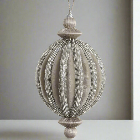 4" Jeweled Velvet Ridged Ornament