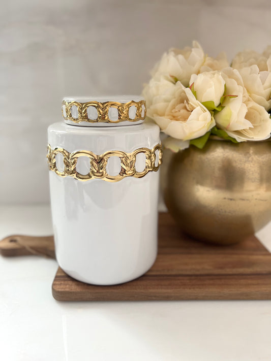 Small Gold Link Jar 8.5"H