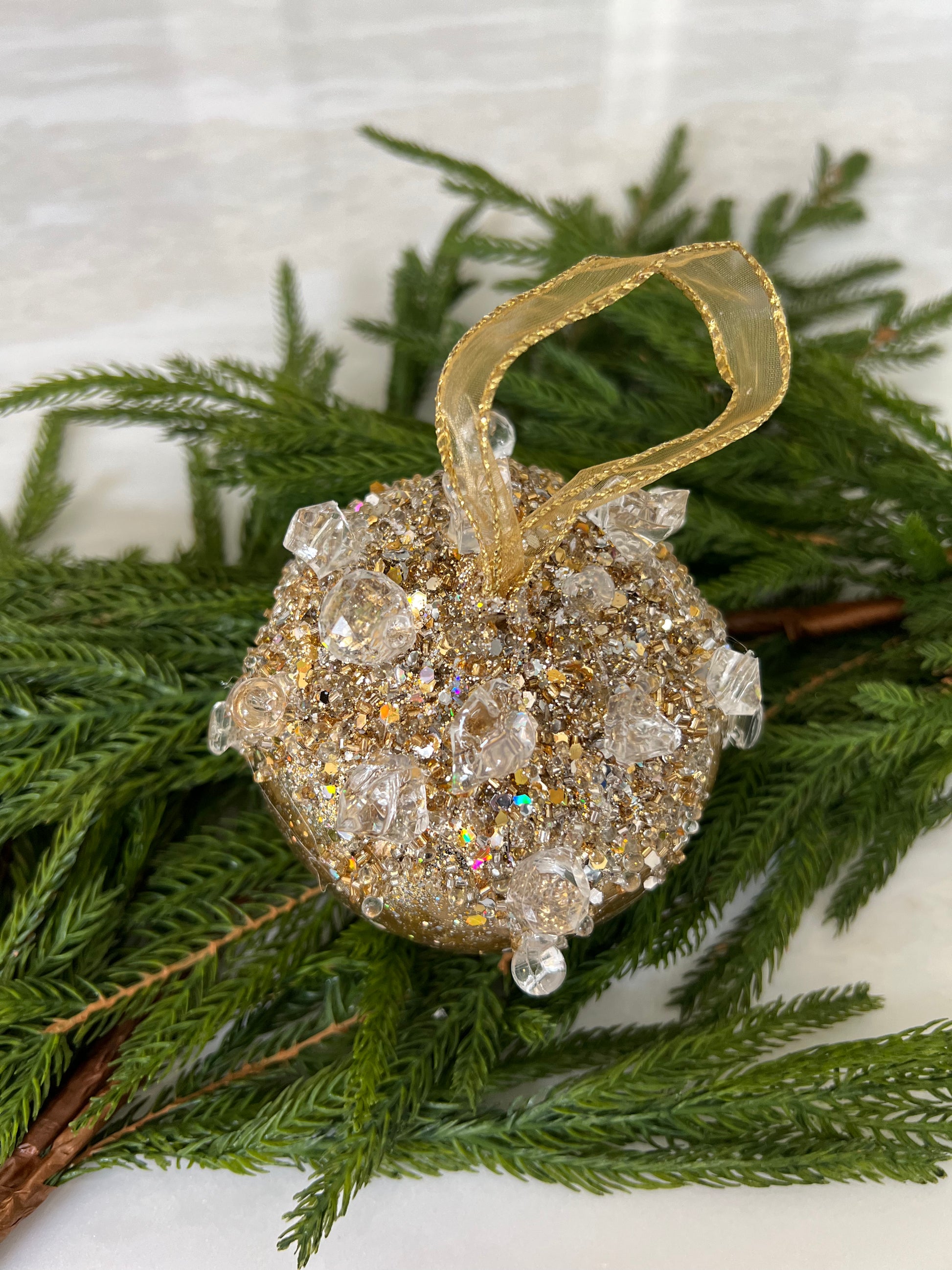 Raz 4 Ivory Jeweled Velvet Ball Christmas Ornament 4327300